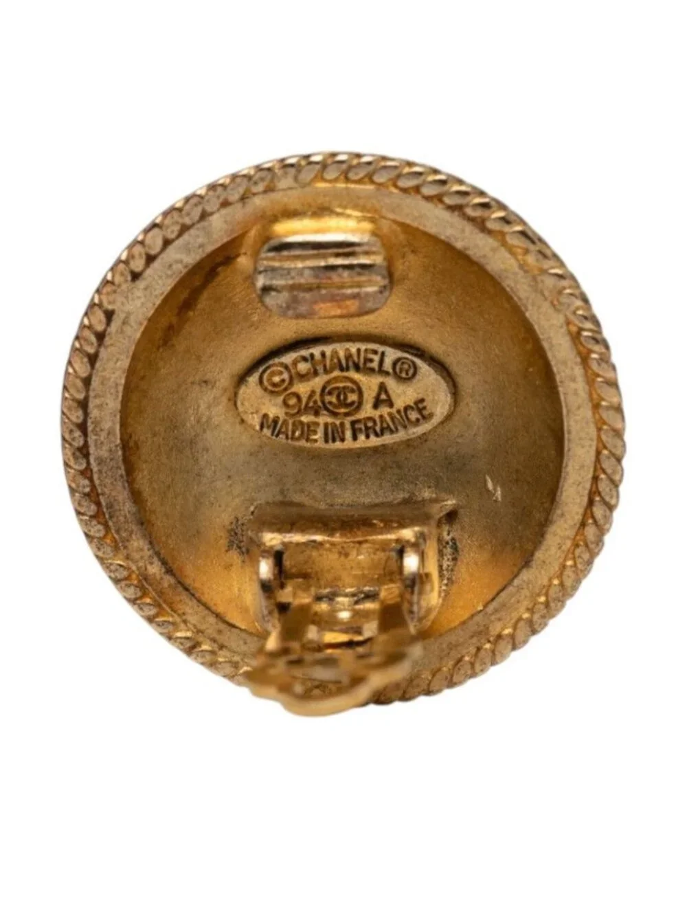 Chanel CC Logo Vintage Earrings Gold Plated